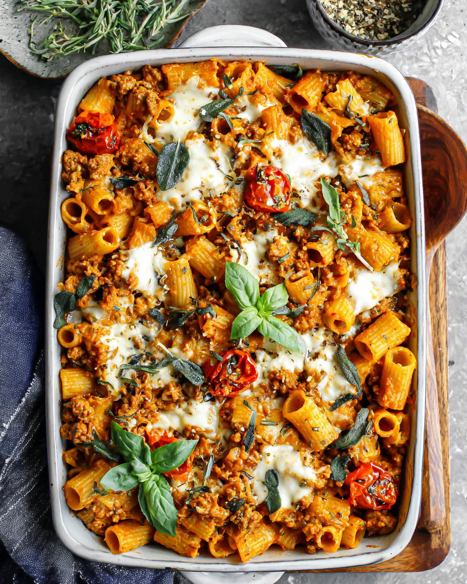 Pasta Bake with Pumpkin Tomato Sauce recipe