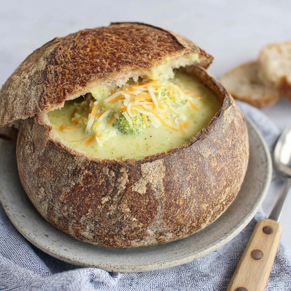 Embrace Comfort with Broccoli Cheddar Soup in a Sourdough Bowl