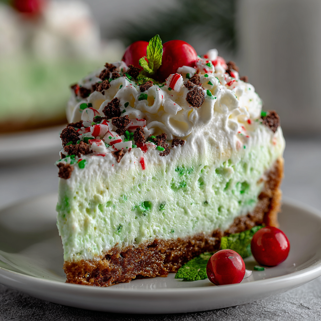 Irresistible No-Bake Grinch Christmas Cheesecake