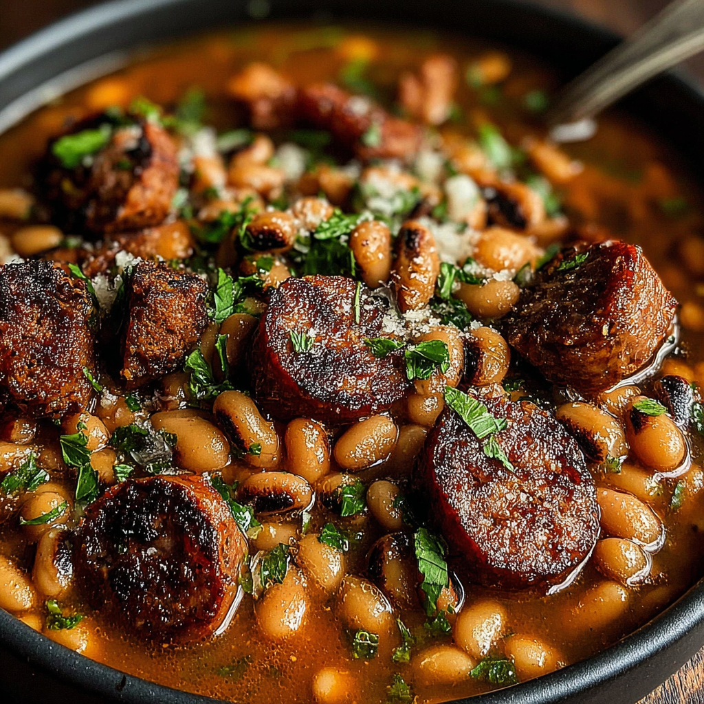 Savory Black-Eyed Peas with Bacon and Sausage