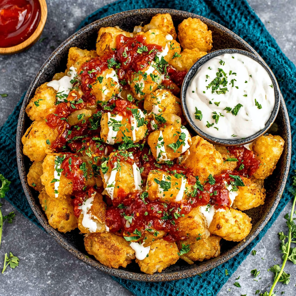 Savory Loaded Bravas Tots for Easy Entertaining